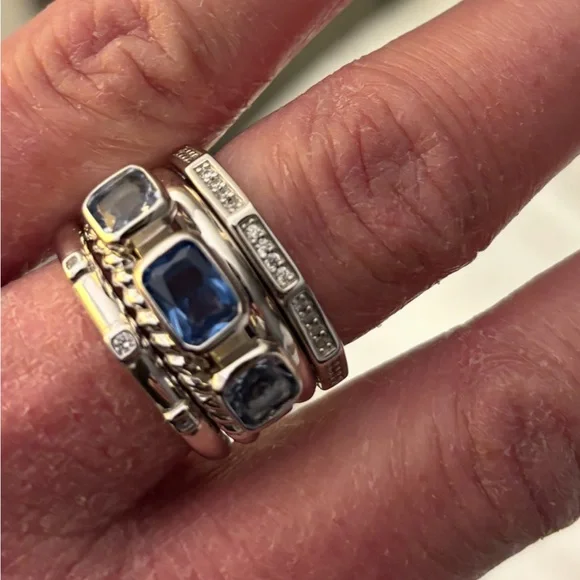 David Yurman London Blue Topaz Stax Five Row Ring - Picture 1 of 5